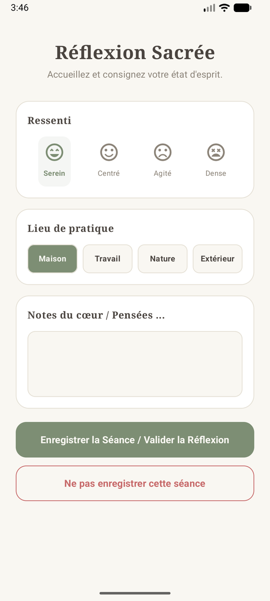 Réflexion après la séance : ressenti, lieu de pratique et notes personnelles